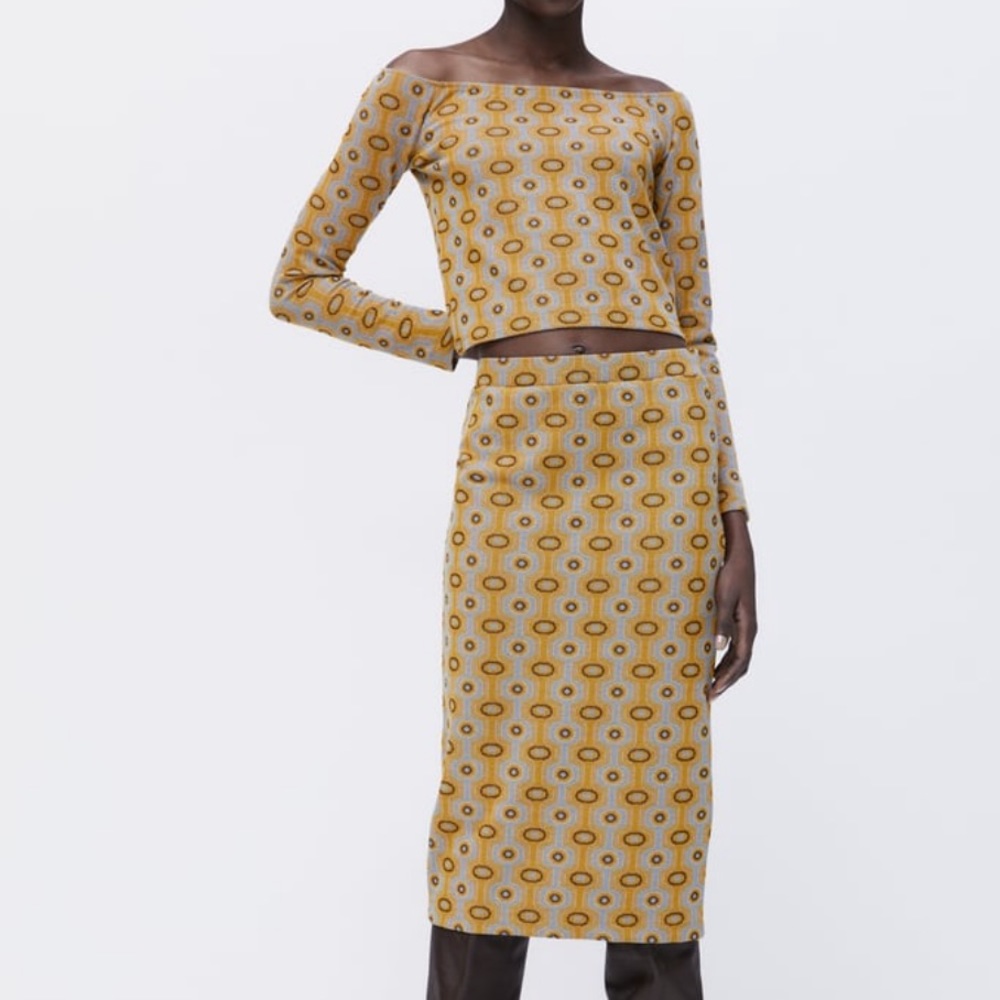 JACQUARD PENCIL SKIRT AND TOP SET - Picture 3 of 13